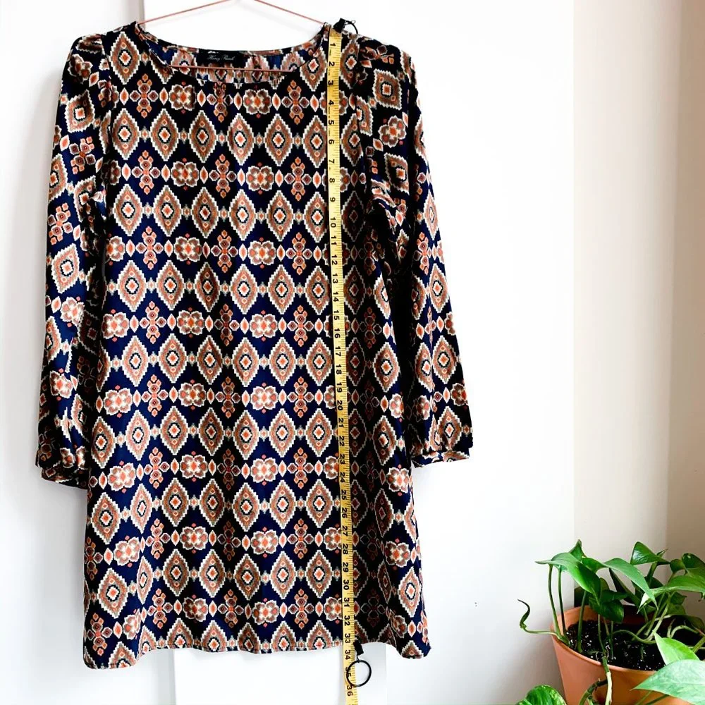 honey punch long sleeve pattern mod shift dress - Picture 1 of 4